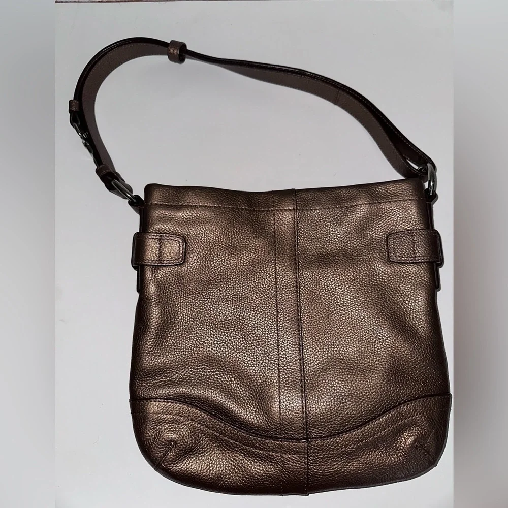 Vintage Coach North South Bronze Tote with Chain